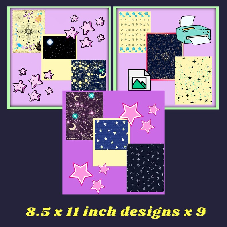 Astrology Themed Digital Paper Pack, Gift Prints, Digital Download - Etsy