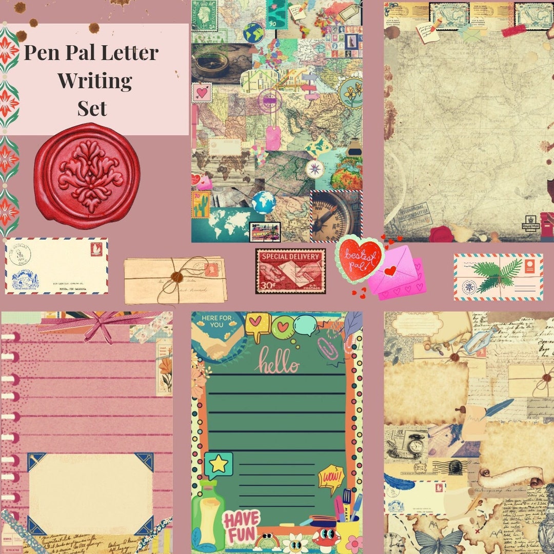 Pen Pal Stationery Set Stationery PNG Printable Letter Etsy UK