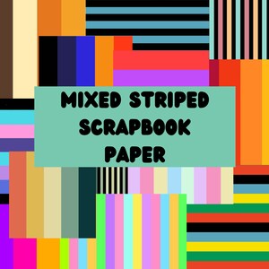 Multicoloured Striped Paper, Digital Prints, DIY Craft, Backgrounds