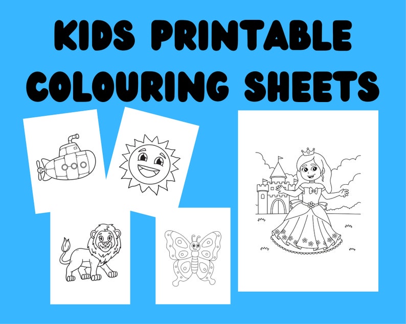 Kids Colouring Sheets Printable Colouring Pages Kids Etsy UK