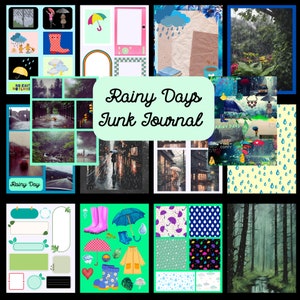 Druckbares Regen Junk Journal Kit, Collage Sheets, DIY Ephemera, digitaler Download