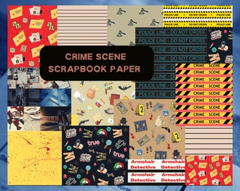 Printable Crime Scene Paper, Backgrounds, Scrapbooking, Police Tape Pattern, Digital Download