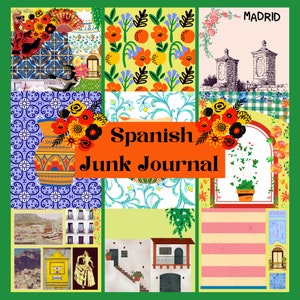 Spanish Digital Junk Journal, Collage Sheets, DIY Ephemera