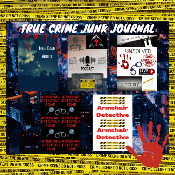 Crime Junk Journal Prints, True Crime Theme, Digital Prints, Collage Sheets, DIY Ephemera
