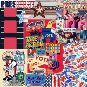 Folhas de Eleições para Imprimir, Artesanato DIY, EUA, Washington, Vote Agora, Presidente, Política, PNG, Scrapbooking