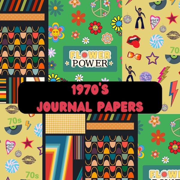 1970s Groovy Journal papers, Collage Sheets, Digital Download
