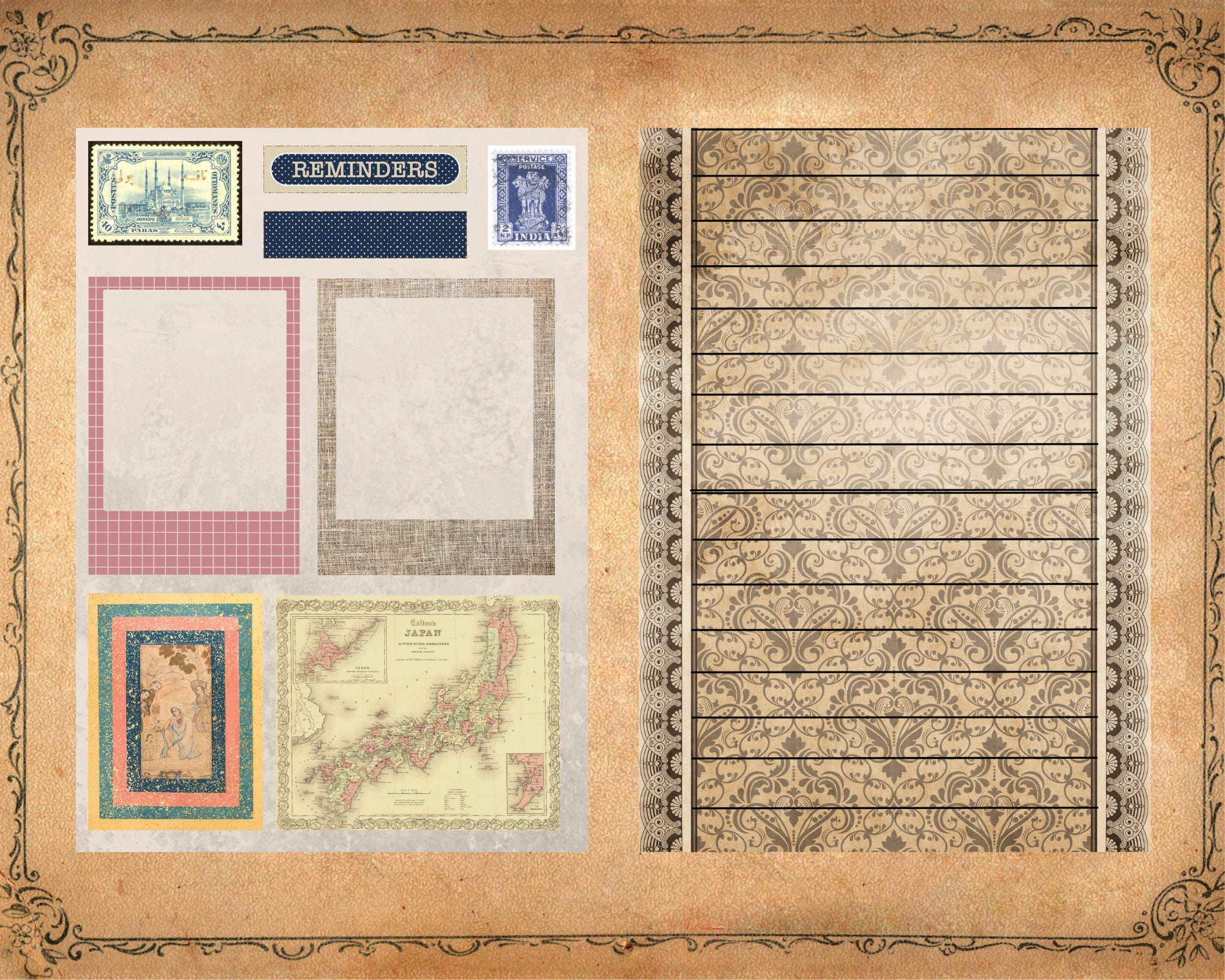 Vintage Letter Writing Set, Digital Pen Pal Kit, DIY Vintage Junk