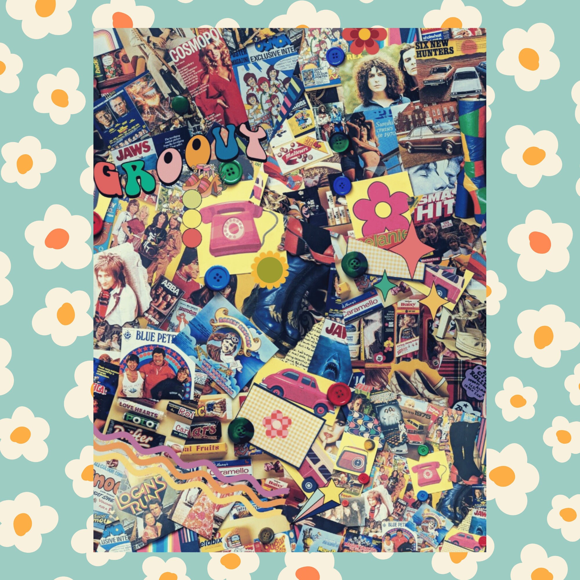 Retro 70s Digital Collage Sheet, 1970s Digital Print, Vintage Nostalgia ...