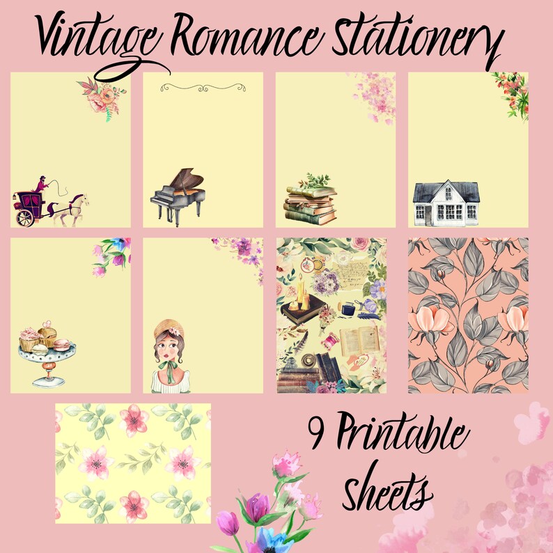 Historical Romance Printable Stationery Vintage Prints Etsy