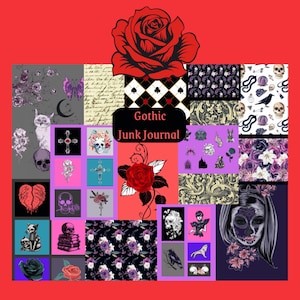 Printable Gothic Junk Journal, Scrapbook Paper, Collage, Backgrounds, Digital Download