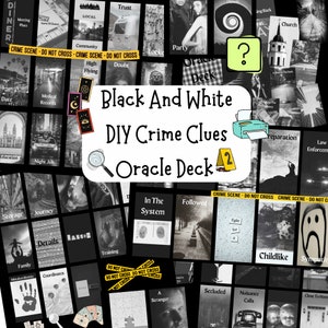 Baraja de oráculo de pistas criminales, Tarot casero, Crímenes reales, Misterio de asesinato, Aclaración de cartas blancas y negras