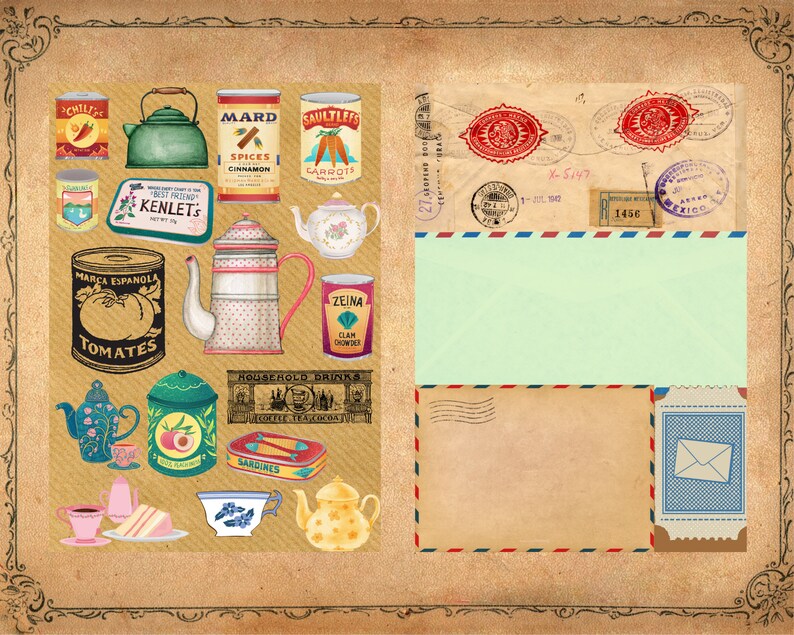 Vintage Letter Writing Set, Digital Pen Pal Kit, DIY Vintage Junk