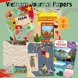 Papiers imprimables pour journal du Vietnam, téléchargement numérique, voyages, scrapbooking, feuilles de collage