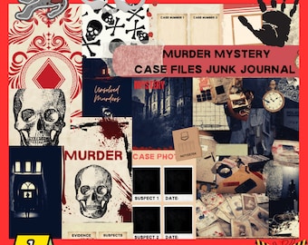 Digital Crime Prints, Case File Backgrounds, Digital Paper, Murder Mystery Junk Journal