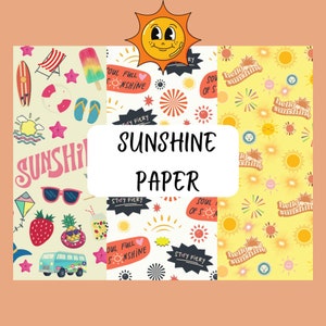 Sunshine Digital Backgrounds Summer Paper, PNG Prints
