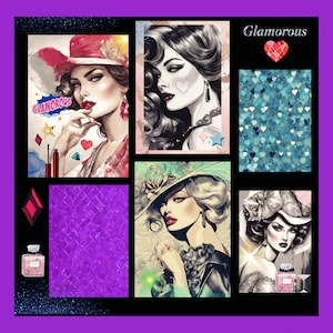 Stampe da donna glamour, carta digitale, sfondi