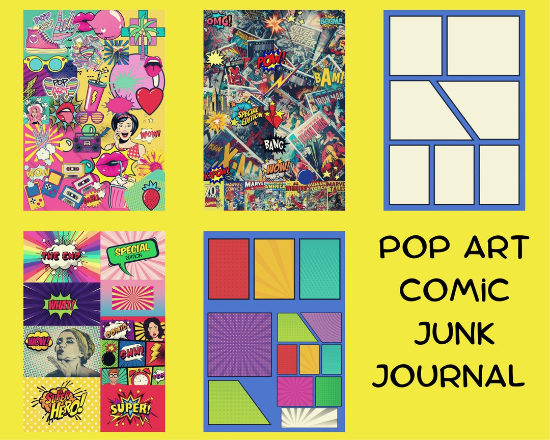 Pop Art Comic Junk Journal Kit Pop Art Scrapbooking Comic Etsy UK