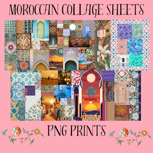 Marokkaanse collagevellen, png-afdrukken, scrapbooking, rommeldagboek, achtergronden