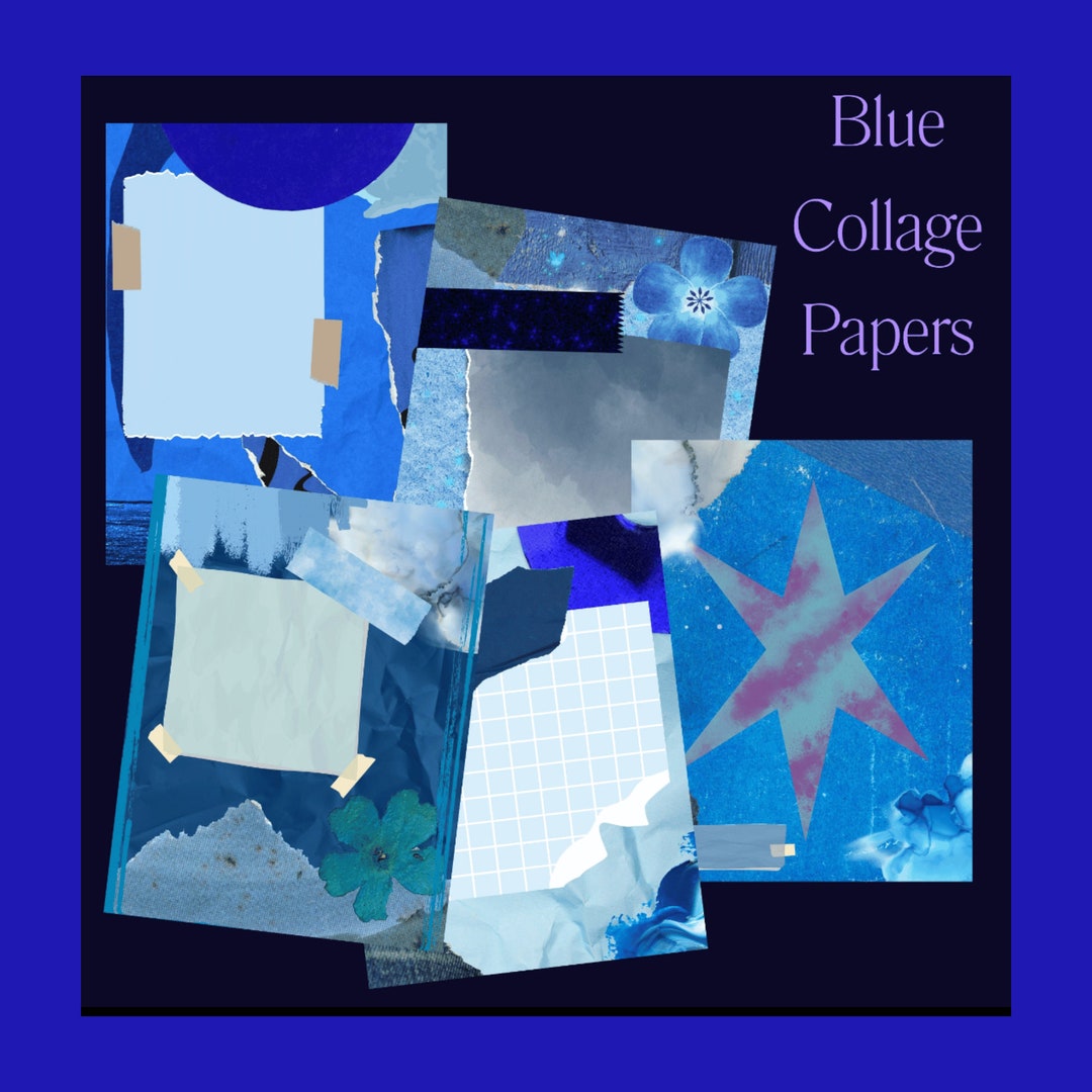 Blue Collage Form Blue Collage Papers, Digital Prints, Ephemera, Scrapbooking, DIY Craft ...