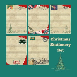 Printable Christmas Stationery Set: Lined Writing Paper (Digital Download)