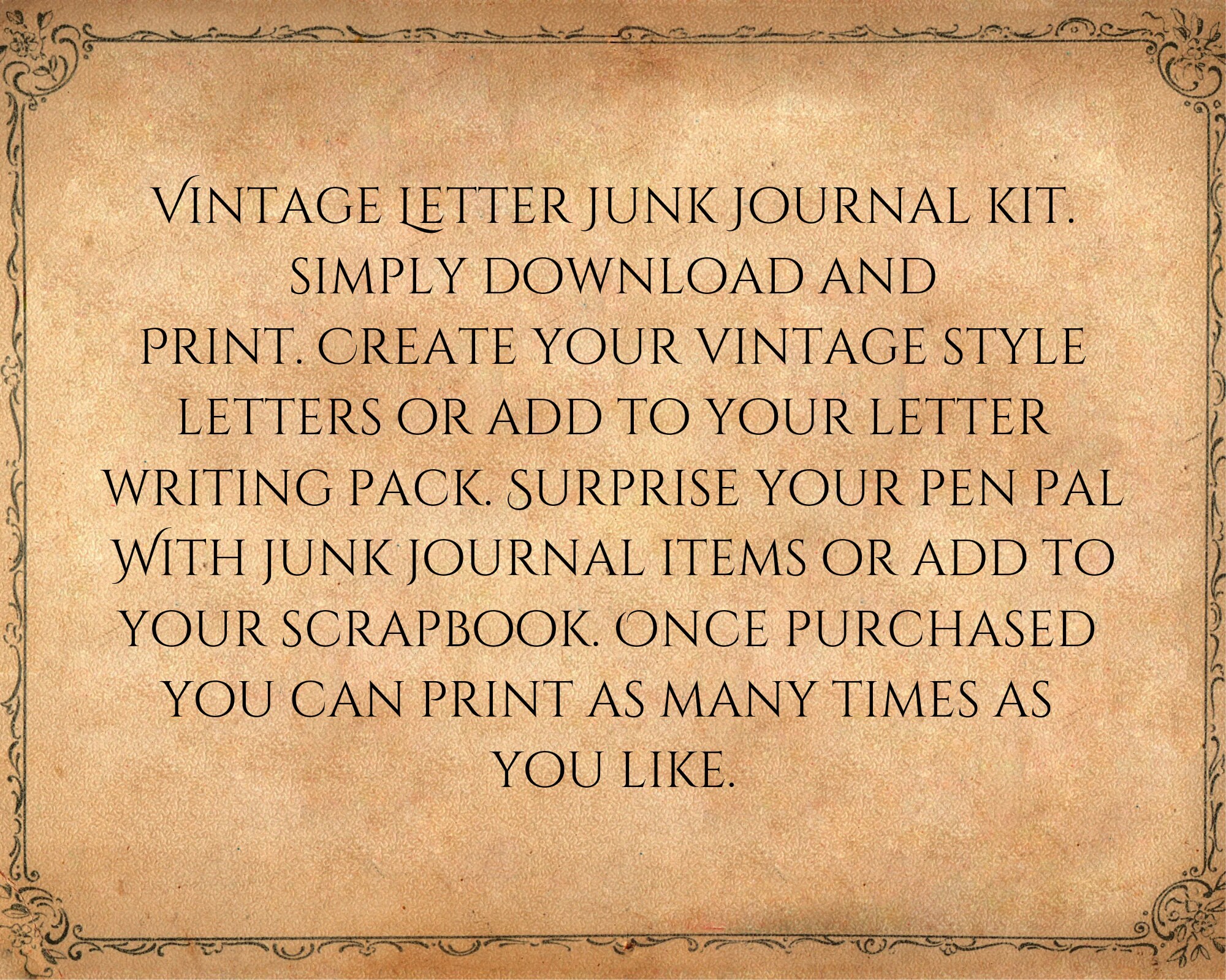 Vintage Letter Writing Set, Digital Pen Pal Kit, DIY Vintage Junk
