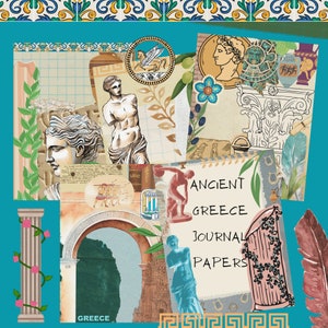 Grèce antique, papiers de journal, impressions numériques, grec, collage, scrapbooking