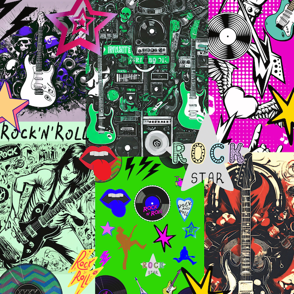 Rock Star Printable Sheets, Music, Rock And Roll, Guitars, Journal Pages, Scrapbooking, DY Craft, Card Making, Junk Journaling