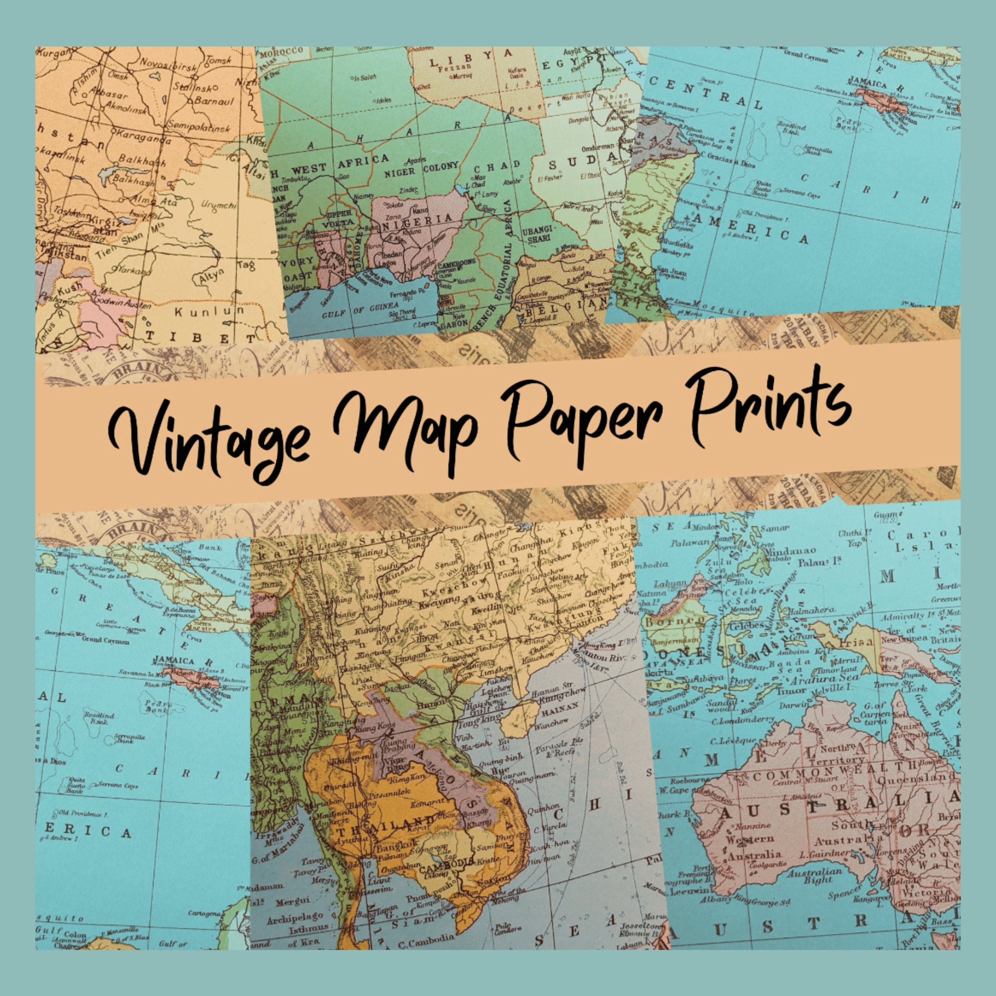 Vintage Map Print - Etsy vintage-map-print-etsy