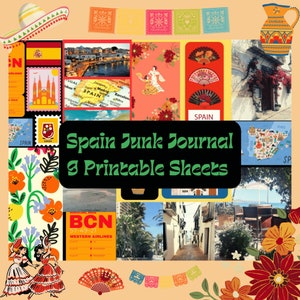 Printable Spain Junk Journal, Collage Sheets, Travel, Digital Download