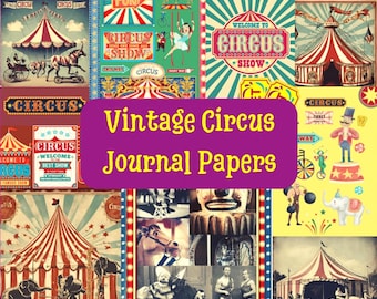 Vintage Circus Prints: Scrapbook & Junk Journal Paper (PNG Digital Download)