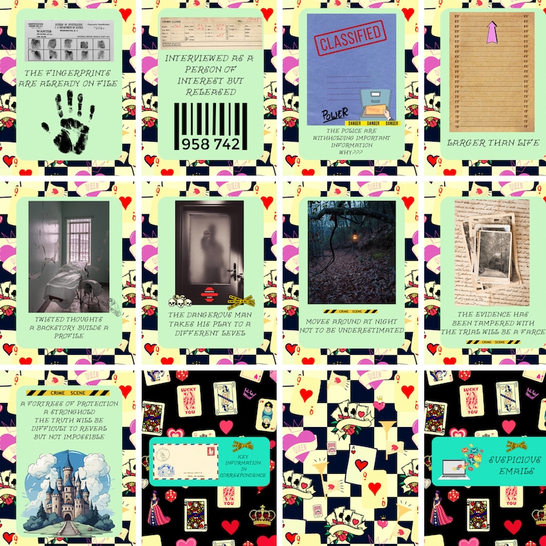 Printable True Crime Tarot Deck, Oracle Cards, Retro Gothic, Digital ...