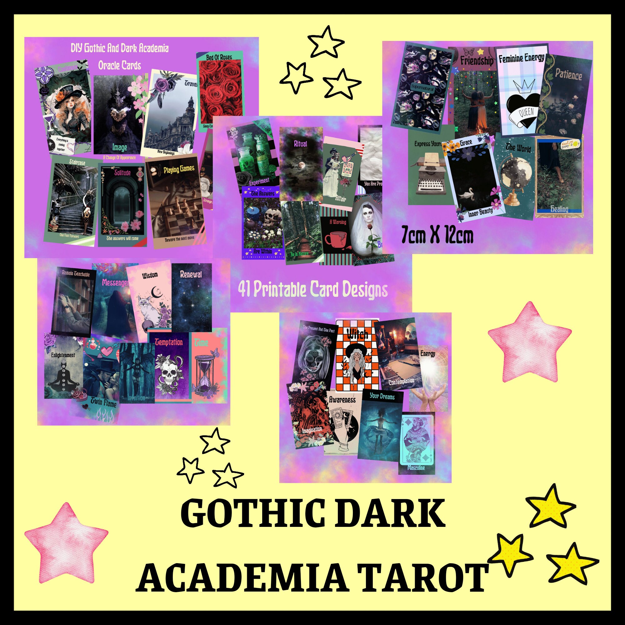Printable Oracle Decks, Shop Bundle, Digital Tarot Cards, True Crime(07)