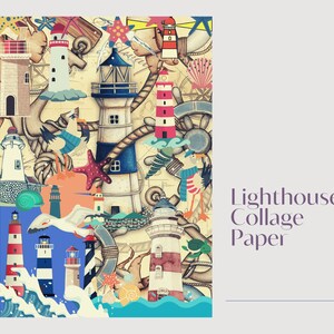 Lighthouse Collage PNG Journal Print Card Making Scrapbook - Etsy