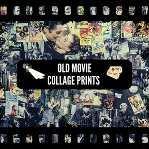 Old Classic Movie Digital Collage Prints, DIY Craft, Scrapbook Paper