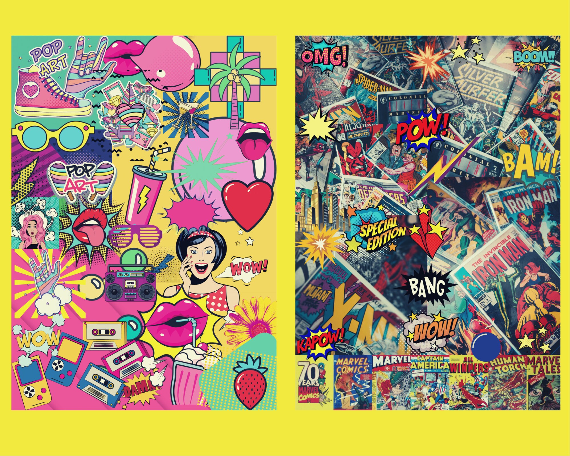 Pop Art Comic Junk Journal Kit Pop Art Scrapbooking Comic Etsy UK
