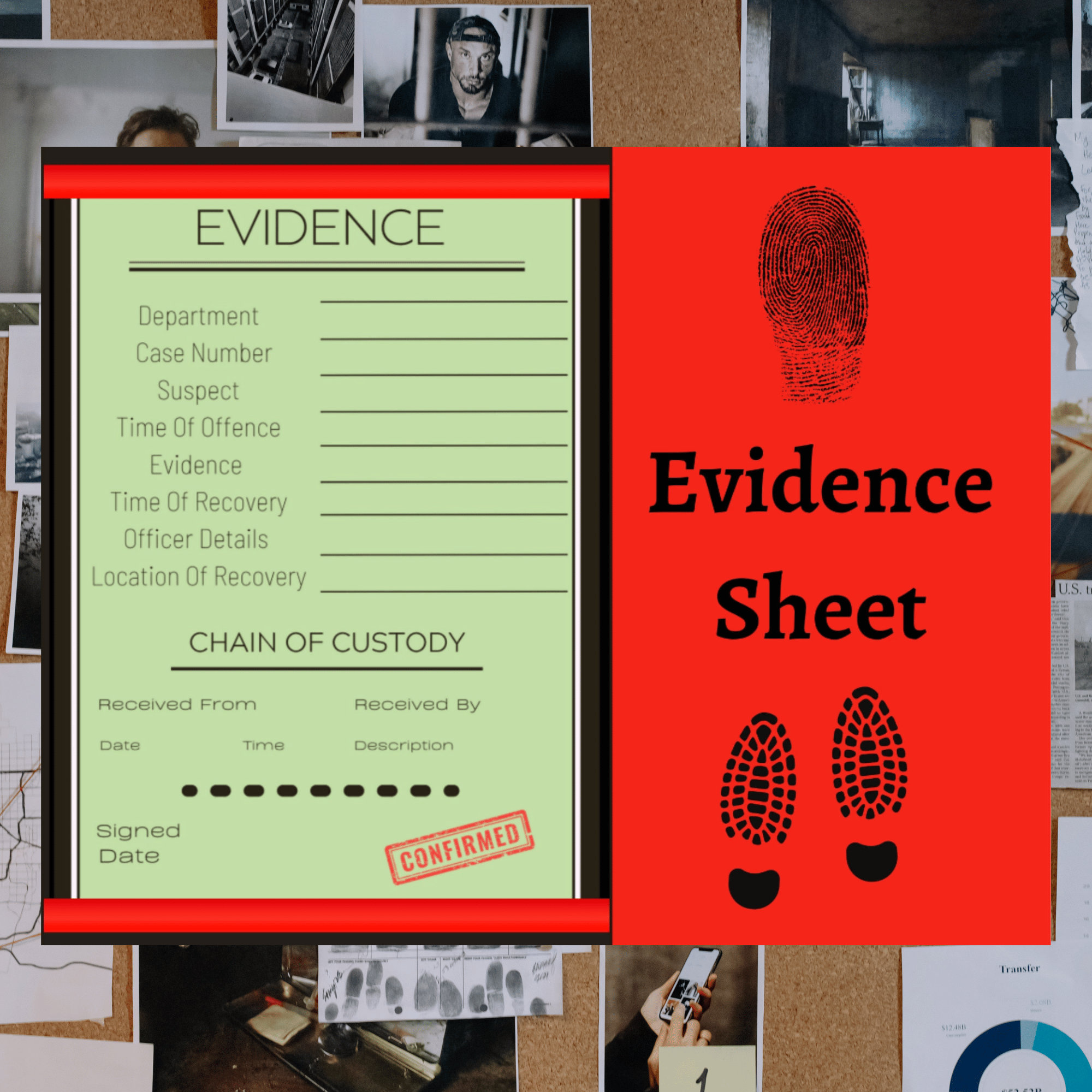 Evidence Print, Police Report, Chain Of Custody, PNG
