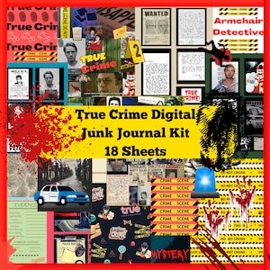 True Crime Junk Journal Kit, Crime Prints, Scrapbooking, Collage, PNG, DIY Ephemera, Digital Prints, CSI