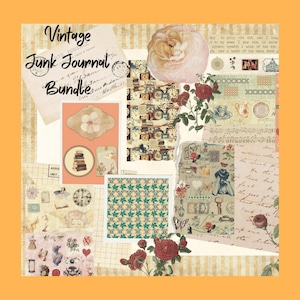 Vintage Junk Journal Kit: Floral Ephemera, Scrapbook Paper (Digital Download)