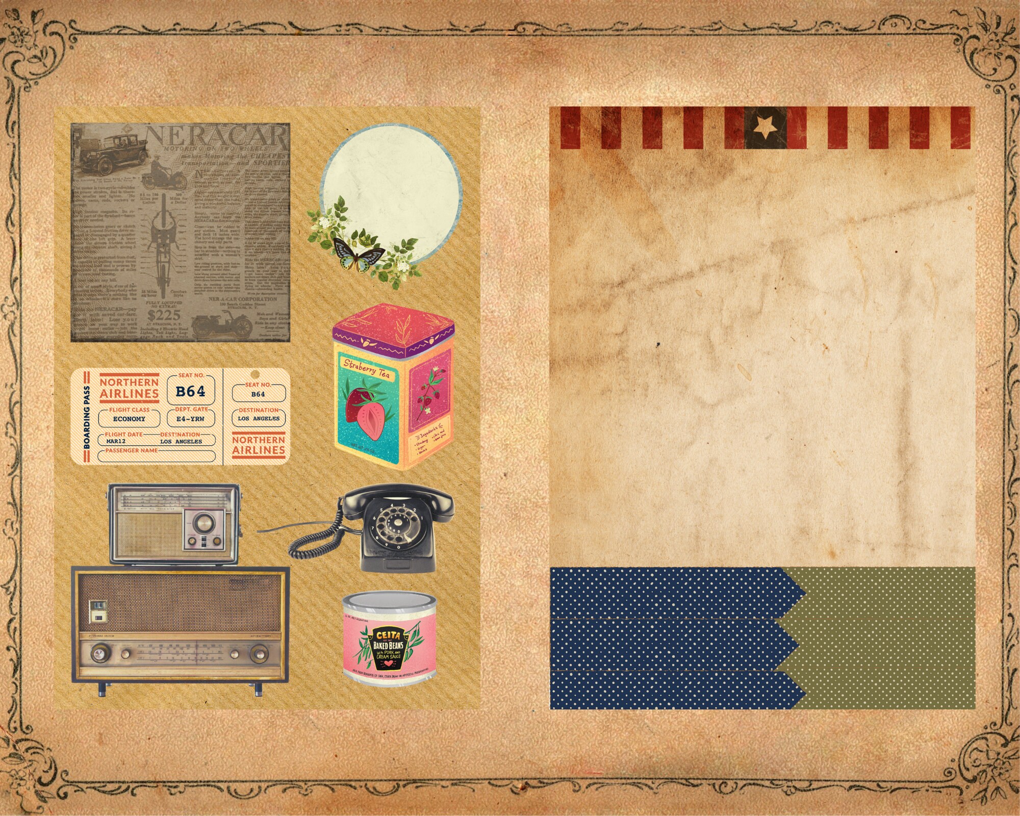 Vintage Letter Writing Set, Digital Pen Pal Kit, DIY Vintage Junk