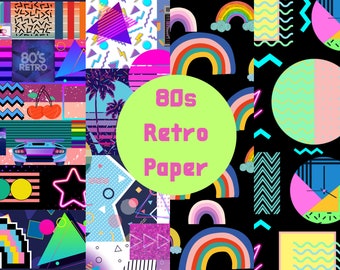 Digital Paper, 80s Retro Prints, Patterns, Background Paper, Scrapbooking, DIY Craft