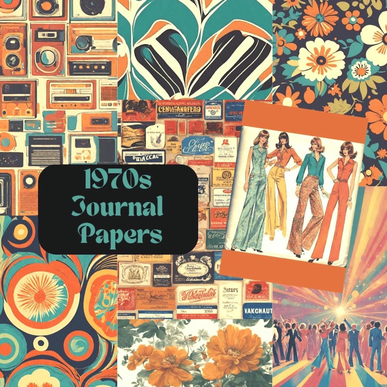1970s Groovy Journal Pages: Retro Digital Paper (Digital Download) image 1