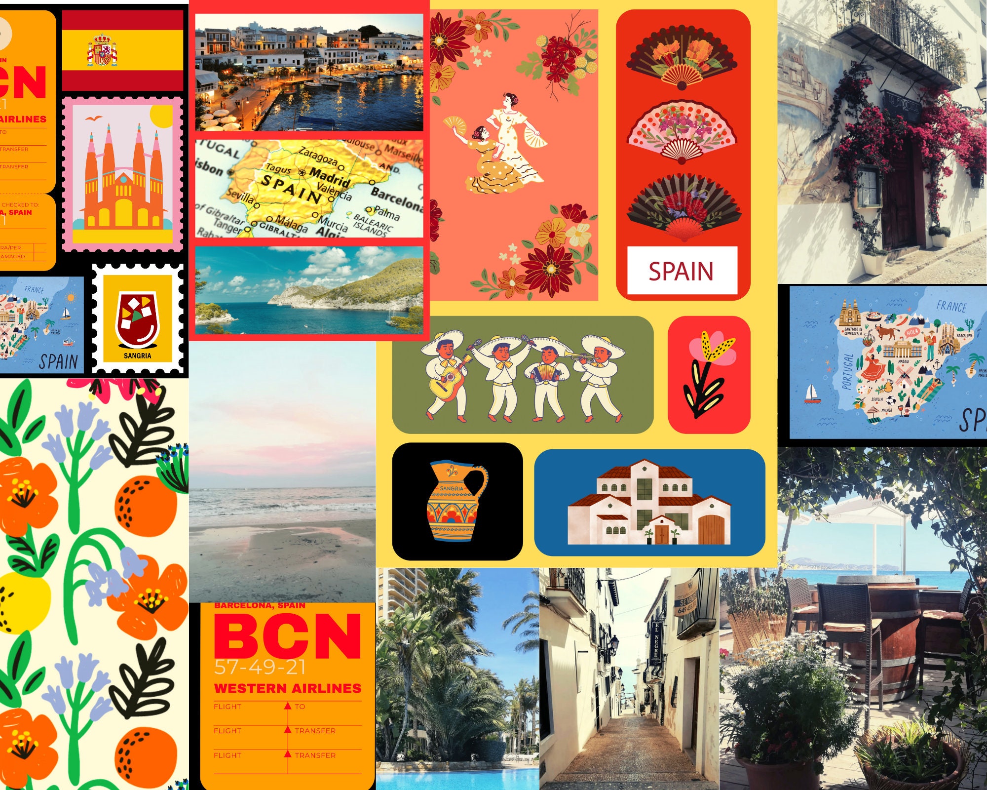 Spain Junk Journal, Collage Sheets, Digital Download Etsy