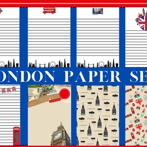 Druckbares London Briefpapier-Set, digitale PNG-Drucke