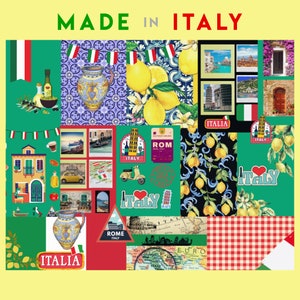Italy Digital Junk Journal Prints, Italian Backgrounds, Ephemera, Travel Prints, Digital Paper