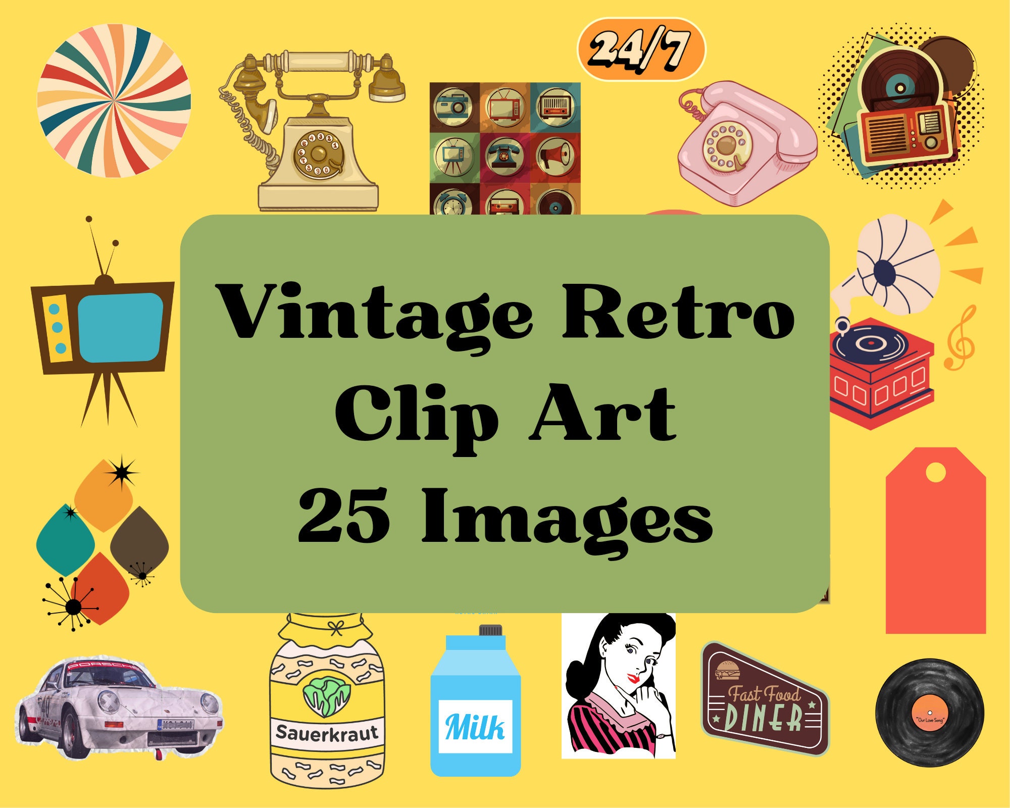 Vintage Retro Clip Art Set Vintage Images Retro Journal Art - Etsy UK