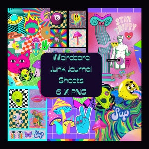 Druckbare Weirdcore Hintergründe, digitaler Download, Surrealismus, Psychedelisch, Dreamcore, Collage Sheets