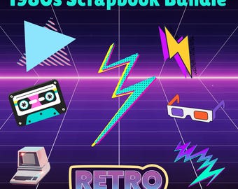1980s Scrapbook Bundle, Digital Download