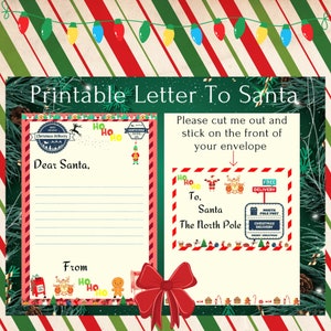 Druckbare Brief an Santa, Kinder Basteln, Digitaldruck, Weihnachten