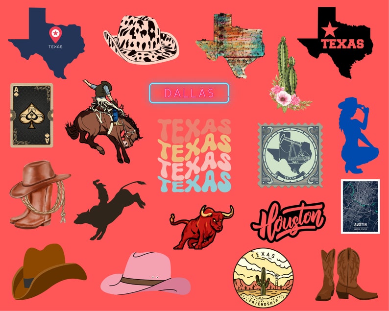 Texas Clip Art Set, Journal Art, Card Making, Wall Art, DIY Craft, DIY
