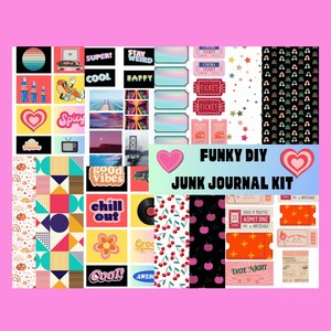 Printable Retro Junk Journal Kit, Backgrounds, Ephemera, Collage Sheets, Digital Download